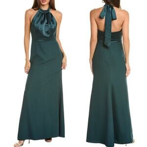 After Six Dress Halter Neck Open Back Maxi Gown Green Size 4